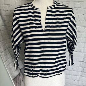 Zara Woman - Navy White Striped Blouse - S